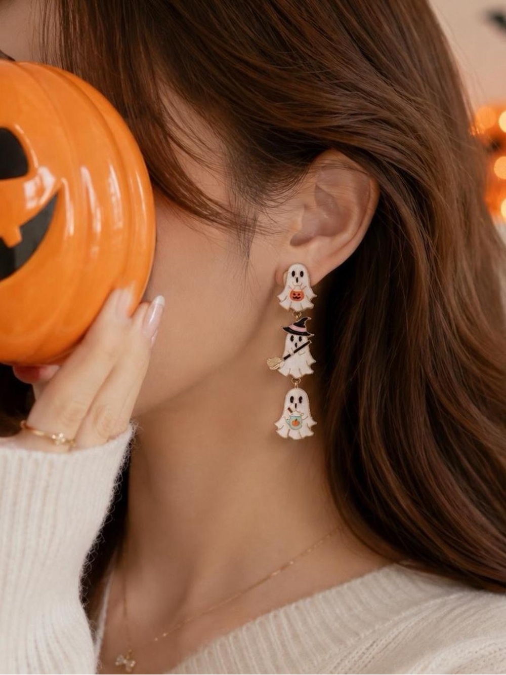 NWT BaubleBar Trick-or-Treaters Ghost Halloween Drop Earrings